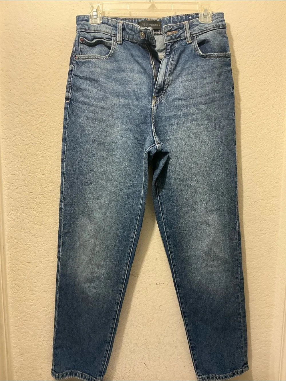 Zara Blue Denim Jeans Size 6 High Rise Regular Leg Light Wash